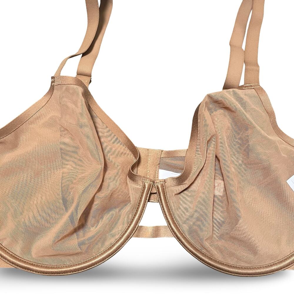 Auden Bra 38DD Unlined Demi Coverage Underwire Bra Sheer Mesh Brown NWT New - Picture 6 of 11